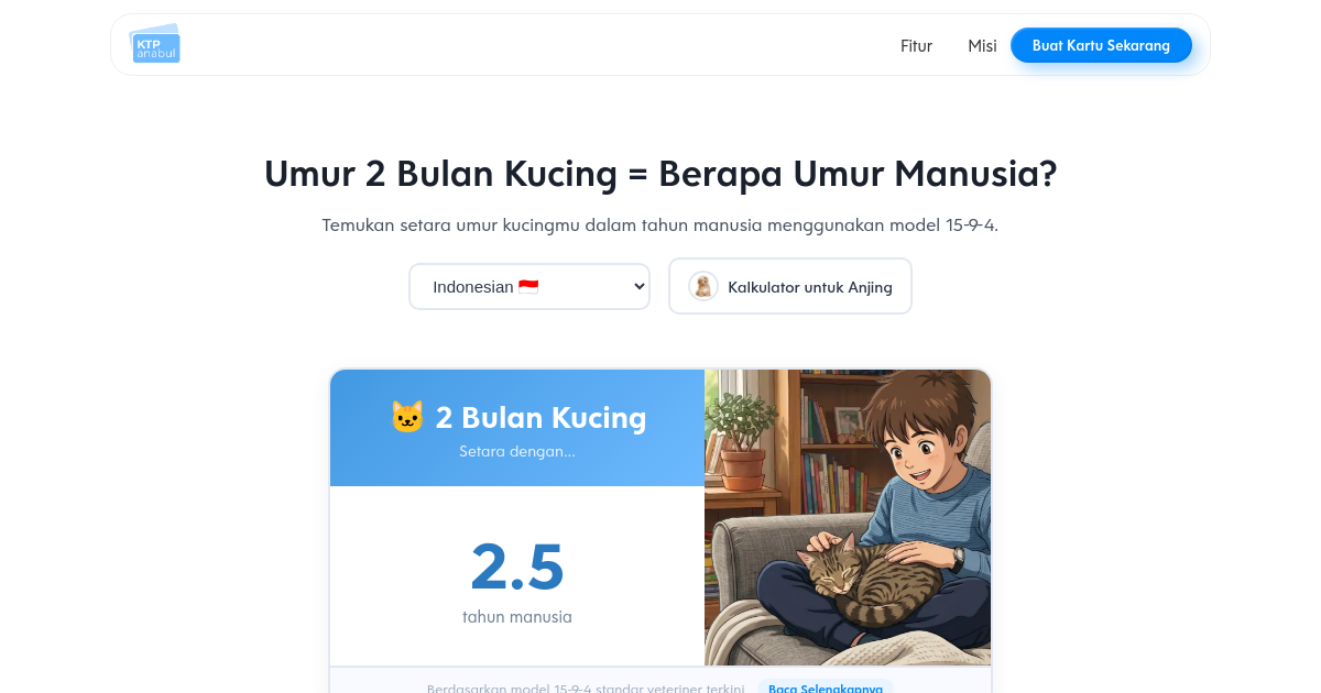 Umur 2 Bulan Kucing Itu Berapa Tahun Manusia? - KTP Anabul
